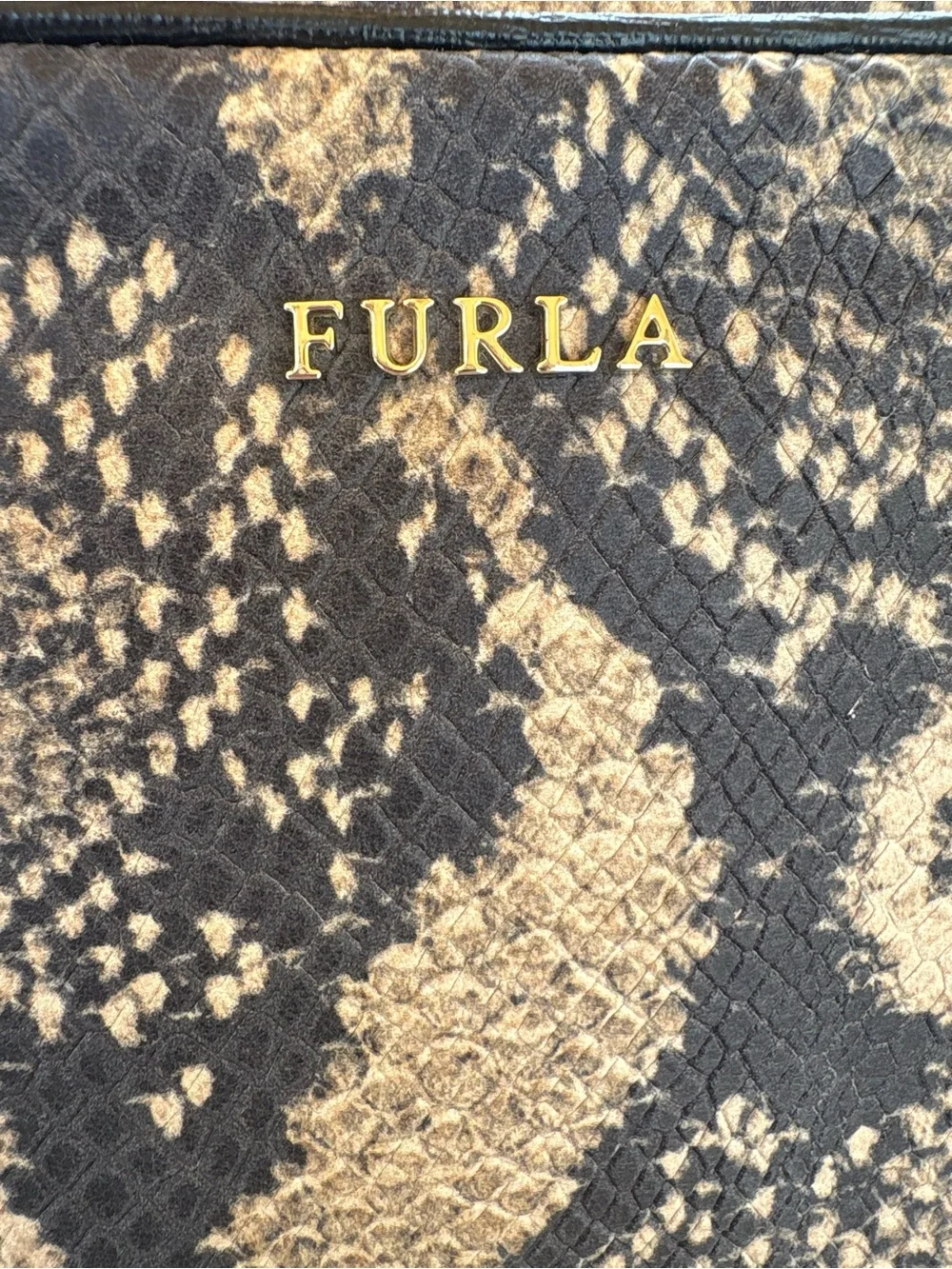 Furla Black & Beige Python-Print Crossbody Bag